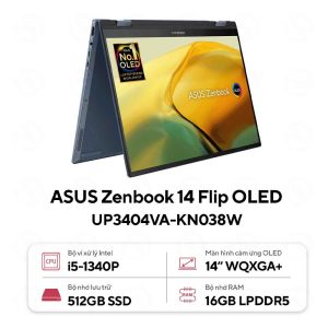 Laptop Asus Zenbook 14 Flip OLED UP3404VA-KN038W (Intel Core i5-1340P | 16GB | 512GB | Intel Iris Plus | 14.0-inch OLED WQXGA+ | Win 11 | Xanh)