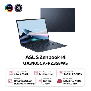 Laptop Asus Zenbook 14 UX3405CA-PZ368WS (Intel Core Ultra 7 255H | 16GB | 512GB | Intel Arc | 14 inch 3K OLED | Cảm ứng | Win 11 | Office | Xanh)