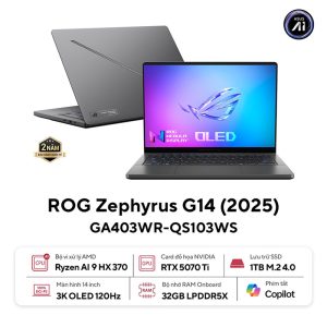 Laptop Asus Gaming ROG Zephyrus G14 GA403WR-QS103WS (AMD Ryzen AI 9 HX 370 | RTX 5070Ti 12GB | 14 inch 3K OLED 120Hz | 32GB | 1TB | Win 11 | Xám)