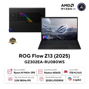 Laptop ASUS ROG Flow Z13 GZ302EA-RU080WS (AMD Ryzen AI MAX+ 395 | 32GB | 1TB | AMD Radeon | 13.4 inch 2.5K 180Hz | Win 11 | Office | Đen)