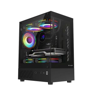 VỎ MÁY TÍNH VITRA ATLANTIS X6 LITE BLACK KÈM 3FAN RGB (M-ATX/TopRad240)