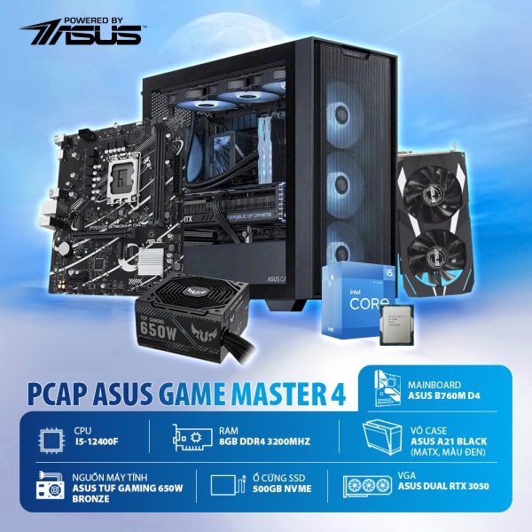 PCAP ASUS Game Master 4 (i5 12400F - 16GB DDR4 - RTX 3050 - SSD 500GB - PSU 650W ) - Powered by ASUS