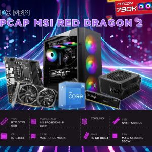 PCAP MSI RED DRAGON 2 ( I5 12400F - RTX 3050 6GB - 16GB RAM - 500GB SSD) POWERED BY MSI
