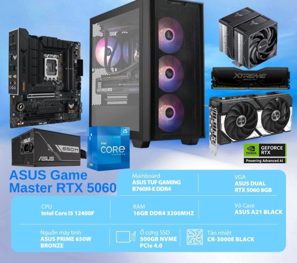 PCAP ASUS Game Master RTX 5060 (i5 12400F -16GB Ram - 500GB SSD) - Powered by ASUS