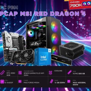 PCAP MSI RED DRAGON 4 ( I5 14400F - RTX 4060 8GB - 16GB RAM - 500GB SSD) POWERED BY MSI